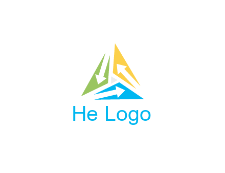 negative spacing arrows in triangle forming triangle