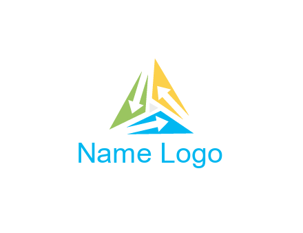 negative spacing arrows in triangle forming triangle