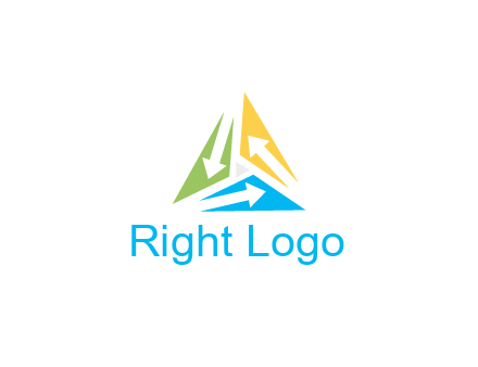 negative spacing arrows in triangle forming triangle