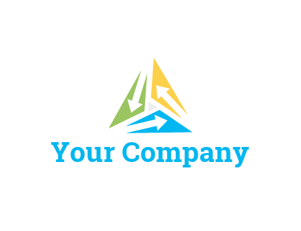 negative spacing arrows in triangle forming triangle