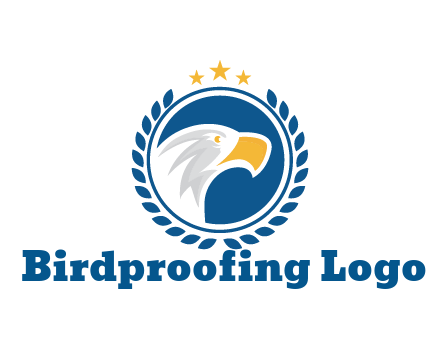 negative spacing side view eagle head in circle with wreath and stars