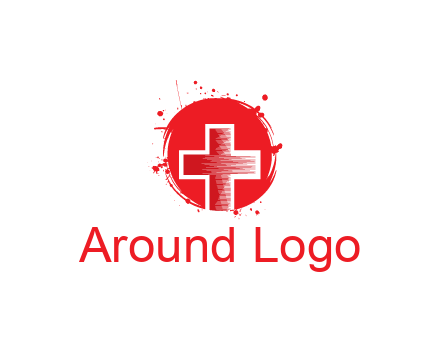 cross in circle with paint splatter