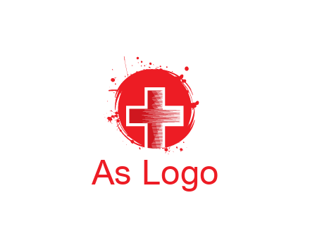 cross in circle with paint splatter