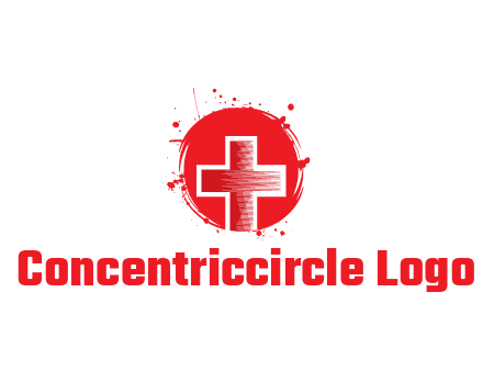 cross in circle with paint splatter