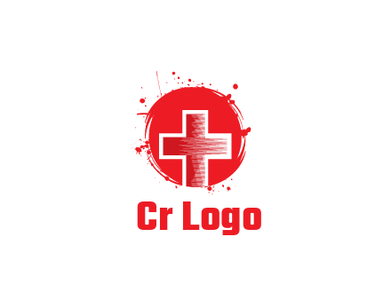 cross in circle with paint splatter