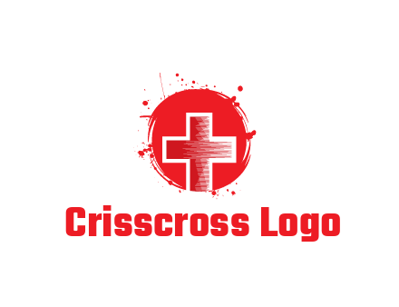 cross in circle with paint splatter