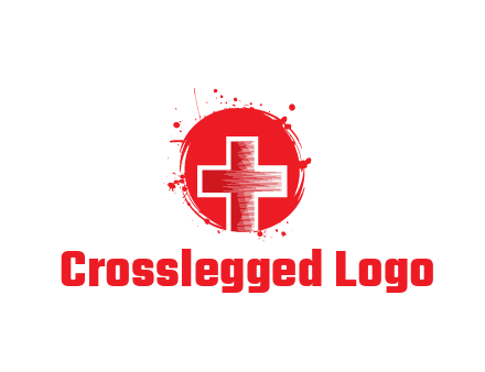 cross in circle with paint splatter