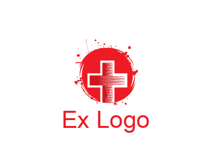 cross in circle with paint splatter