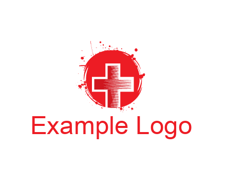 cross in circle with paint splatter