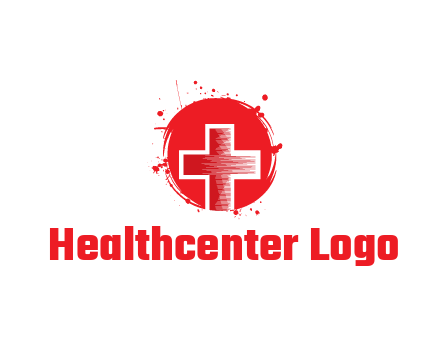 cross in circle with paint splatter