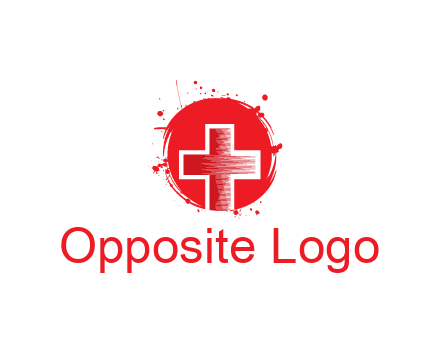 cross in circle with paint splatter