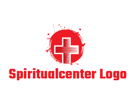 cross in circle with paint splatter