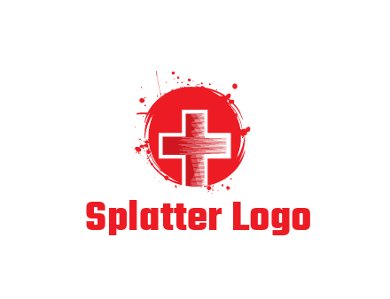 cross in circle with paint splatter