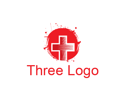 cross in circle with paint splatter