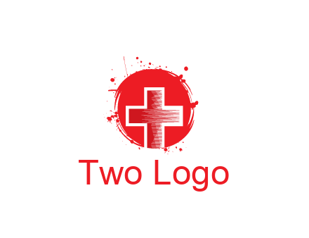 cross in circle with paint splatter