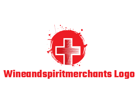cross in circle with paint splatter