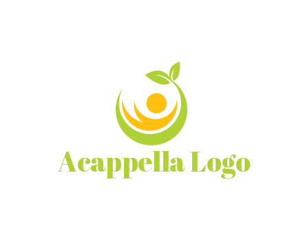 abstract figure and swoosh with leaves