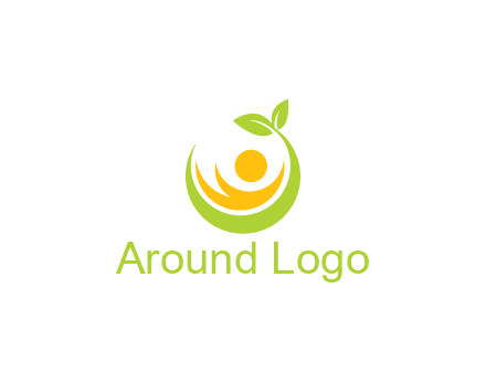 abstract figure and swoosh with leaves