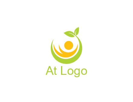 abstract figure and swoosh with leaves