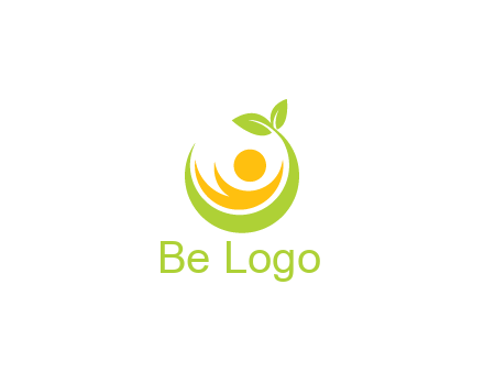 abstract figure and swoosh with leaves