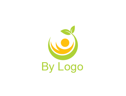 abstract figure and swoosh with leaves