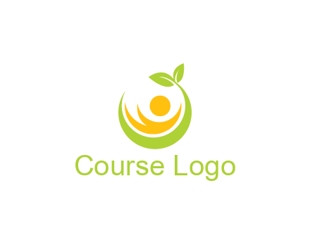 abstract figure and swoosh with leaves