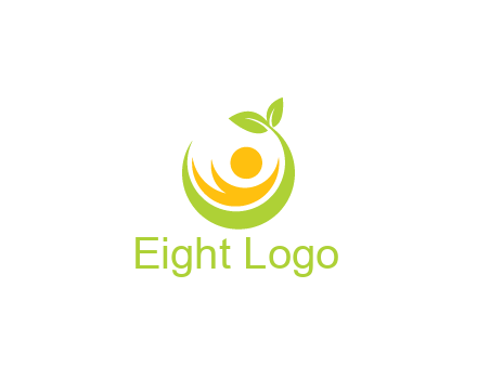 abstract figure and swoosh with leaves
