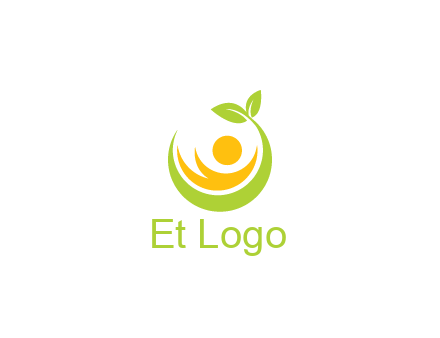 abstract figure and swoosh with leaves