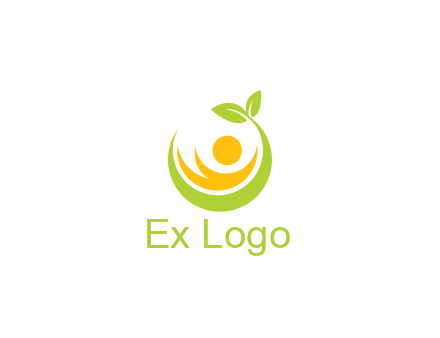 abstract figure and swoosh with leaves