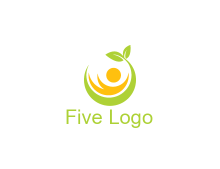 abstract figure and swoosh with leaves
