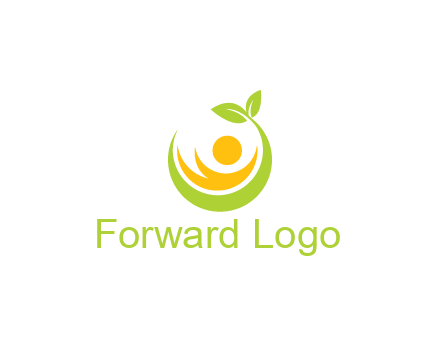 abstract figure and swoosh with leaves