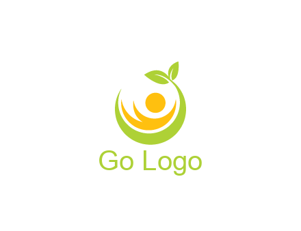 abstract figure and swoosh with leaves