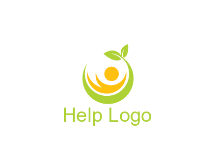 abstract figure and swoosh with leaves