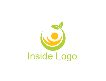 abstract figure and swoosh with leaves