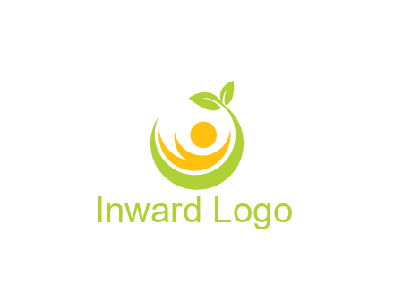 abstract figure and swoosh with leaves