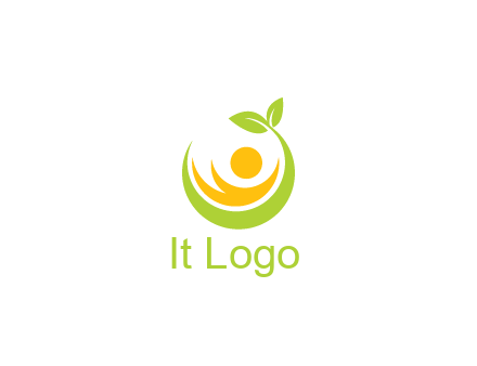 abstract figure and swoosh with leaves