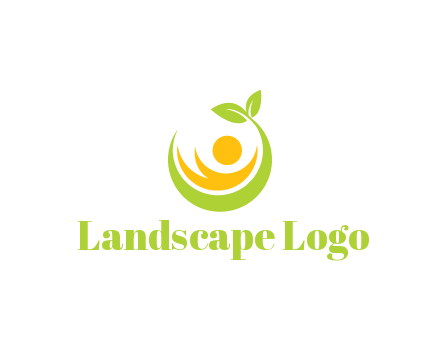 abstract figure and swoosh with leaves