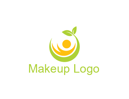 abstract figure and swoosh with leaves