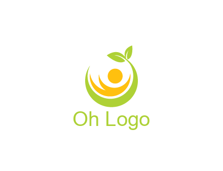 abstract figure and swoosh with leaves