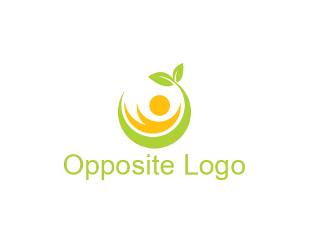abstract figure and swoosh with leaves