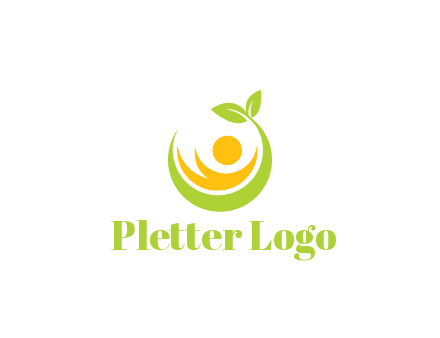 abstract figure and swoosh with leaves