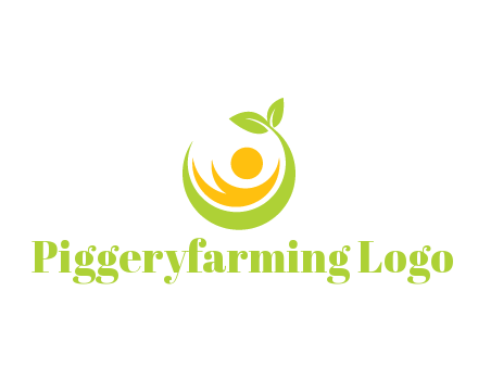 abstract figure and swoosh with leaves