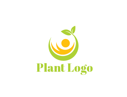 abstract figure and swoosh with leaves