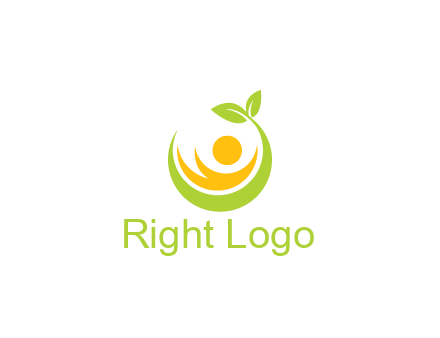 abstract figure and swoosh with leaves