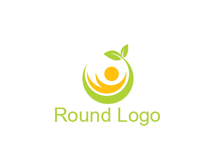 abstract figure and swoosh with leaves