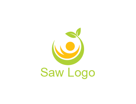 abstract figure and swoosh with leaves