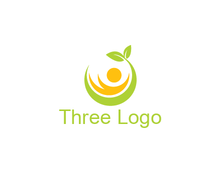 abstract figure and swoosh with leaves
