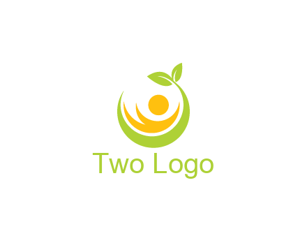 abstract figure and swoosh with leaves