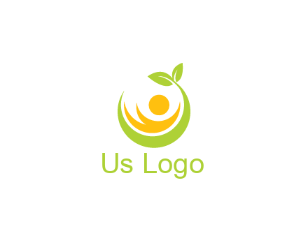 abstract figure and swoosh with leaves