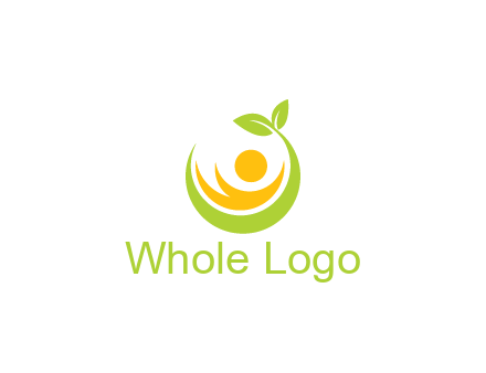 abstract figure and swoosh with leaves